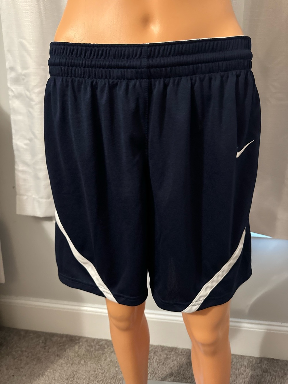 Great Nike size L navy blue white drawstring athletic shorts new
